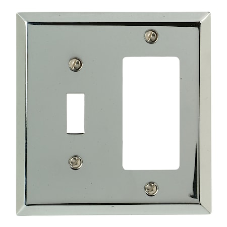 Amerelle Wall Plate, Number of Gangs: 2 gang Stamped Steel, Polished Chrome Finish, Light Gray 161TR